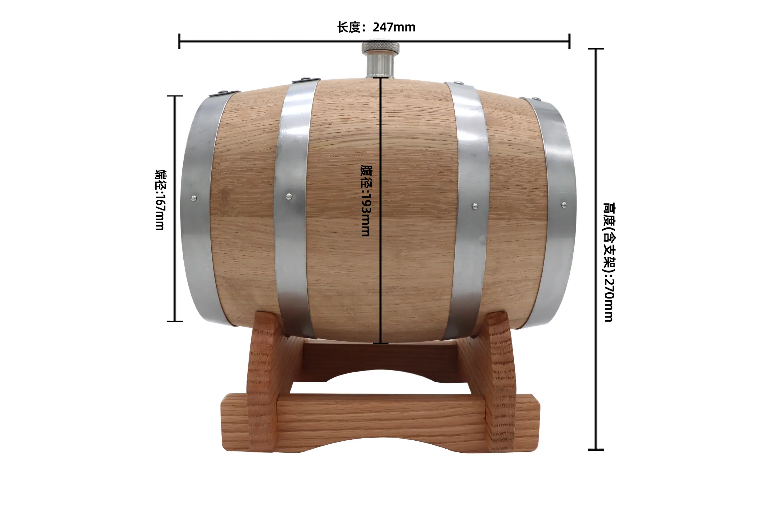 3升橡木可视酒桶